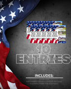 10 entries Win the American Dream Property Giveaway Promotional material with American flag design and text on a dark background